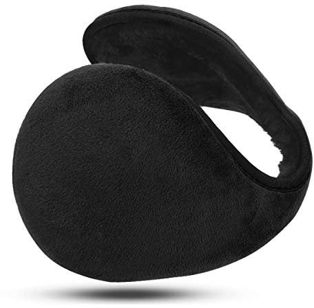 Winter Earmuff - Warm Ear Muffs Outdoor Around Foldable Adjustable Knited Unisex Ear Warmer Soft Ear Defender Winter (Black)(Size:L)