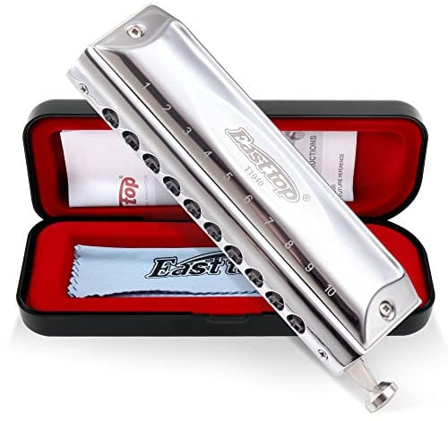East Top Chromatische Mundharmonika C Key 10 Holes 40 Tunes Professionelle Musikinstrument für professionelle Spieler, Anfänger, Studenten, Erwachsene,als Geschenk