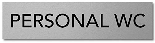 Interluxe Türschild Personal WC 200x50x3mm, Schild aus Aluminium für die Toilette, selbstklebend und wiederablösbar im modernen Design