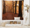 ABAKUHAUS Wald Wandteppich und Tagesdecke, Herbst Wandern Enchanted aus Weiches Mikrofaser Stoff Waschbar ohne Verblassen Digitaldruck, 230 x 140 cm, Dunkelorange Dunkelbraun