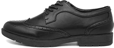 Lilley Womens Black Lace Up Brogue Shoe