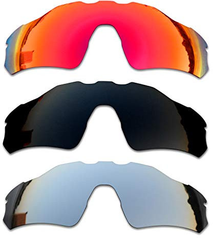 SOODASE Für Oakley Radar EV Path Sonnenbrillen Rot/Schwarz/Silber Polarisierte Ersatzgläser