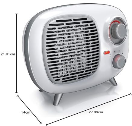 Brandson - Heizlüfter mit zwei Leistungsstufen - Heizlüfter Badezimmer energiesparend, leise - stufenlose Temperaturregelung - Keramik Heizelement - Thermosicherung - Heizung Heater - Retro Design