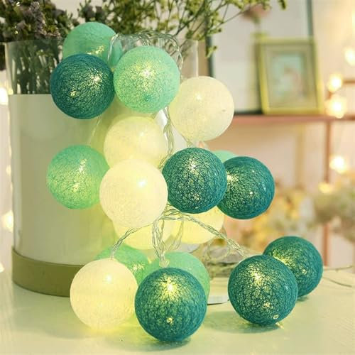 LED Lichterkette Baumwollkugeln mit Stecker, 3,8m 20er Cotton Ball Lichterketten Kugeln Nachtlicht für Weihnachten, Hochzeit, Party, Zimmer, Wohnheim, Innen Deko