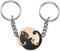 Geschenkehöhle PREMIUM Schlüsselanhänger 2 Paar Katzen Motiv Keychain als Ying Yang Tai-Chi Puzzle Set für Paare aus Edelstahl - Anhänger für den Schlüsselring und Schlüsselbund (schwarz/roségold)