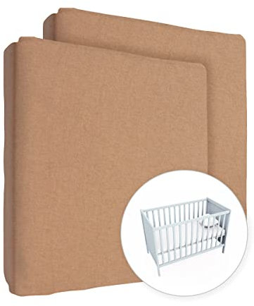 2X Jersey Spannbettlaken 100% Baumwolle für 120 x 60 cm Kleinkind Babybett Matratze (Haselnuss)