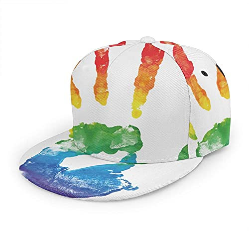 Oaieltj Unisex Baseball Cap Damen Herren Einstellbare Snapback Flat Bill Brim Baseball Cap Cool Hip Hop Hat, Lgbt Hand, One size