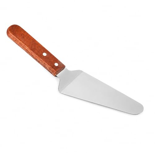BAYLI Pizzaheber Edelstahl mit Holzgriff 25,5 cm – Pfannenwender, Kuchenheber, Tortenheber, Servierheber, Pizzaschaufel, Küchenhelfer