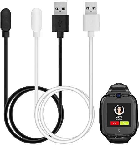 Kuaguozhe 2 Stück Ladekabel Nur Kompatibel mit Xplora XGO 2, Kids Smartwatch Magnetisches USB-Ladekabel Ersatz Ladegerät Charging Kabel Ladestation für XGO 2, Schwarz & Weiß