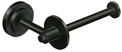 Moen DN0709BL Iso Collection European Single Post Toilet Paper Holder, Matte Black