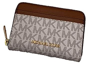 Michael Kors Unisex Jet Set Reise-Kartenetui mit Reißverschluss, mittelgroß, Vanille/Gepäck, silber, Kartenetui Wallet