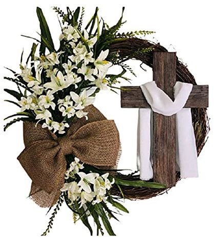 Rock88 Künstlicher Osterkranz Fenster Dekoration DIY Hängeschild Drinnen Oder Draußen Willkommens Ornamente für Party Festivals,B,57 * 38CM