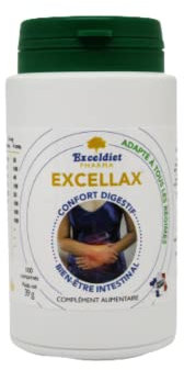 EXCELLAX - Laxatif Puissant pour Adultes - Constipation - Transit Intestinal - Nettoyage Interne - Colon Clean -100 comprimés Végan - - Ballonnements, Digestion, Ventre Plat