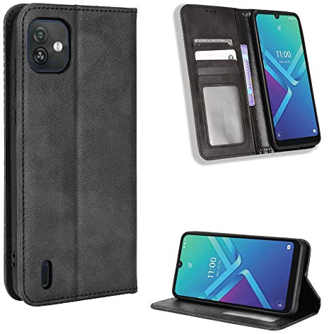 BellaCase Wiko Y82 Coque [Étui Portefeuille] [Fonction Support] [Slots pour Cartes] [Couverture à Rabat Magnétique] Compatible avec Le Smartphone Wiko Y82(Noir)
