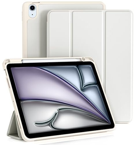 Vobafe Hülle für iPad Air 11 Zoll 2025/2024 M3/M2, iPad Air 5 4 Generation(2022/2020, 10,9 Zoll,5./4.), Flexibler TPU-Rückdecke mit mit Stifthalter, Auto Schlafen/Wachen, Grau