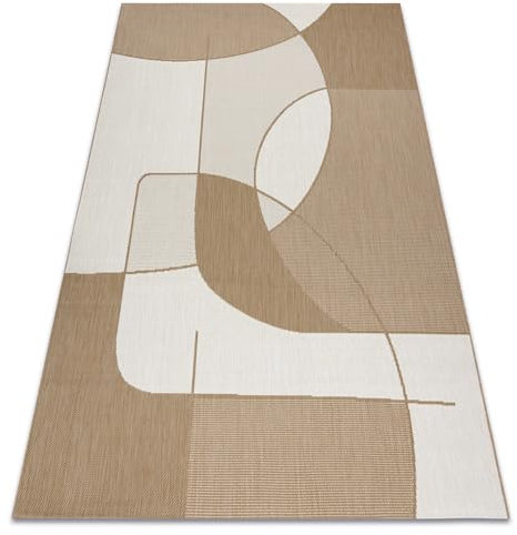 rugsx Tapis SISAL Flat Intérieur Extérieur– Moderne et résistant – pour Salon, Balcon, terrasse – Motif géométrique – Beige Naturel Couleur Paille, Cordon 80x150 cm
