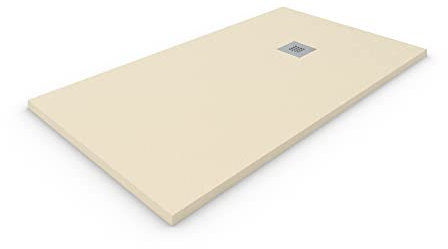 Plato de ducha de Resina Extraplano ALLSTONE - Todas las medidas - 6 colores - Válvula y rejilla de regalo - 90X120 CM Crema Ral. 1015
