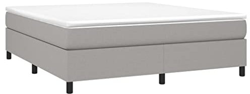 vidaXL Cadre de Lit, Lit Rembourré, Lit Double avec Sommier à Lattes, Lit Adulte de Chambre à Coucher, Moderne, Gris Clair 160x200 cm Tissu