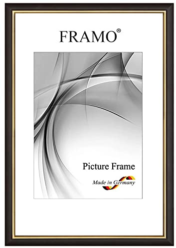 FRAMO Holz Bilderrahmen 75 x 90 cm aus Massivholz | Schwarz Gold | Farbe/Größe wählbar | Rahmen für Poster | Puzzle | Foto collage N°065