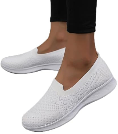 Sneaker Damen Schwarz Elegant Mesh Spitze Slip On Schuhe Fußballschuhe Laufschuhe Leichtgewichts Atmungsaktiv Frauen Joggingschuhe Sneakers Plateau Casual Große Größe Für Sporthalle Outdoor Jogging