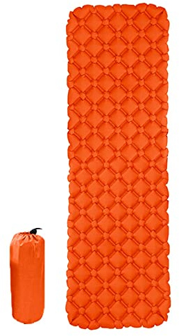 Aufblasbare Schlafmatratze, Campingmatte, aufblasbare Matratzen, Camp-Luftmatratze, Outdoor-Matte, 5 Farben, Zeltmatte, ultraleichte Isomatte, Wandern, Klappbett, Camping-Isomatte (Farbe (Orange))