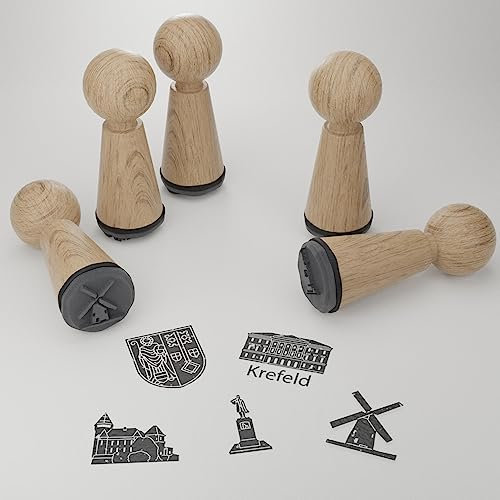 Krefeld Stempelset - Kreative Geschenkidee mit bekannten Motiven und Sehenswürdigkeiten von Krefeld - Perfekt für Scrapbooking, Postkarten und Dekoration