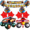 Cars Geburtstagsdeko Jungen,Monster Truck Geburtstag Deko,mit 2 Cars Luftballons,4 Rot Stern Folienballons + 4 Runden Auto Folienballons,Happy Birthday Banner (Rot)