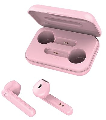 FOREVER TWE-110 EARP Bluetooth-Kopfhörer mit Ladetasche TWS Touch-Control Integriertes Mikrofon In-Ear Ohrhörer Kabellos Headset Mit Powerbank (Rosa)