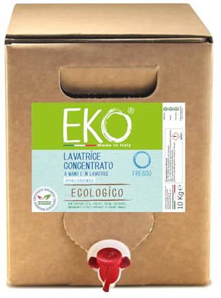 Eko Detersivo Lavatrice liquido alla Spina 10Kg, Profumo Fresco- Bag in Box - Ecologico Concentrato
