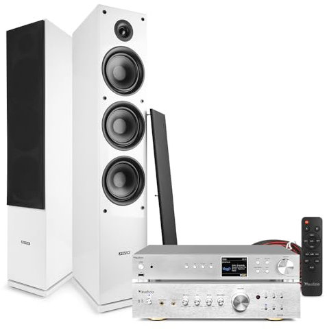 Fenton SHF80W Tower Stereo System - Floor Standing HiFi Speakers, WiFi Internet Radio, Bluetooth, DAB+, Spotify Connect & AD220A Home Audio Amplifier Kit