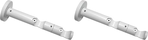 GARDINIA Doppel-Kombiträger mit Metallmontageplatte für Gardinenstangen/Vorhangstange, 2-läufig, Offen, Inkl. aller Montage-Teile, Chicago, Ø 20 mm, Weiß (Packung mit 2)