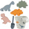 FENYW Strand Sandspielzeug Set Silikon 6SPCS Kinder Sandkasten Spielzeug Strandspielzeug Set mit Eimer Schaufel und 4 Sandförmchen für Jungen und Mädchen Kinder(Dinosaurier)
