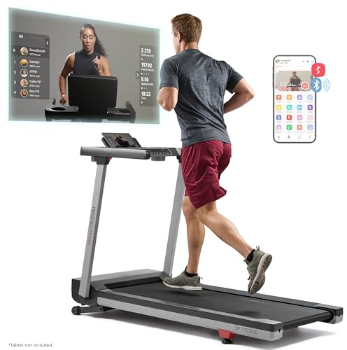 Sunny Health & Fitness Foldable 15 Level Auto Incline Treadmill, 20 Wide Running Belt, Quiet Brushless, Digital Display, 300 LB Weight Capacity, SunnyFit App Bluetooth Connection