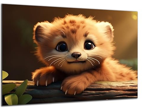 Munera Design - Bild 56x84 - süße niedliche Tiere Leopard - Wand-Bilder Kinder-Zimmer