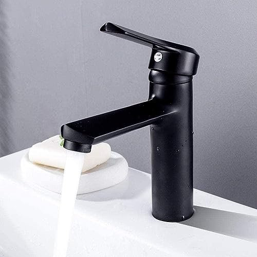 Wasserhahn, schwarz, Badezimmer-Armaturen, massives Messing, Spüle, Warm- und Kaltwassermischer, Waschbeckenarmatur, schwarzer Lack-Schreibtisch