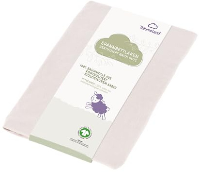 Träumeland Spannbetttuch beige nach GOTS zertifiziert, 60 x 120 cm + 70 x 140 cm