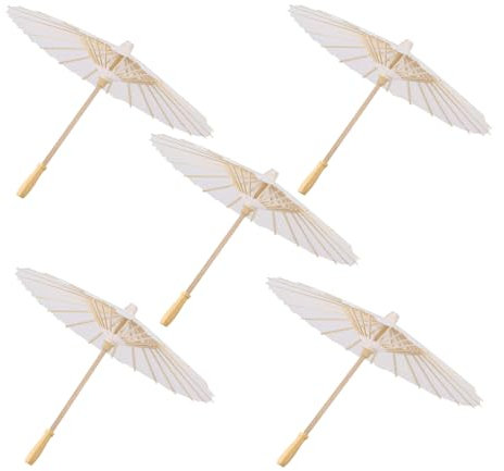 Kopinma 5 Pcs Papier-Sonnenschirme aus Ölpapier 60 cm Chinesische/Japanische Papierschirm Dekorative Weißer Papierschirm DIY für Babyparty, Hochzeit, Brautparty