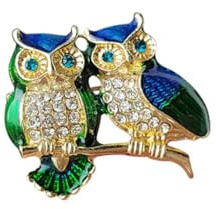 Zwei Eule Kristall Brosche Strass Eule Paar Revers Pin Frauen Tier Brosche Doppel Eule Vögel Abzeichen Pin Tier Brust Pin Kleidung Kleid Schal Dekoration