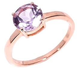 HIMALYA QUARTZ Bague en argent 925 pour femmes, bague solitaire, bague ethnique vintage avec pierres précieuses, améthyste rose naturelle, forme ronde, pierre taillée, bague de fiançailles de mariage