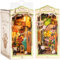 ROBOTIME Book Nook Kits Age 14+ for Adults Floral Corner with Dust Cover, Booknook DIY Miniature House Kit 3D Wooden Puzzle Bookend Book Shelf Decoration Gifts