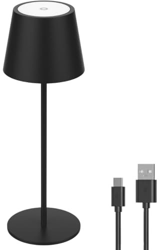 LUXULA Dimmbare LED Tischlampe mit Akku und Touchfunktion - 3 Lichtfarben CCT - Kabellos - Indoor & Outdoor - IP44 - USB - Tischleuchte Außen Camping