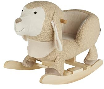 Sterntaler Schaukeltier Schaf Flocke - Schaukeltier aus Plüsch mit weicher Sitzfläche - Schaukelpferd für Kinder mit Musselin Halstuch - Spielzeug Wippe für Baby und Kinder, beige