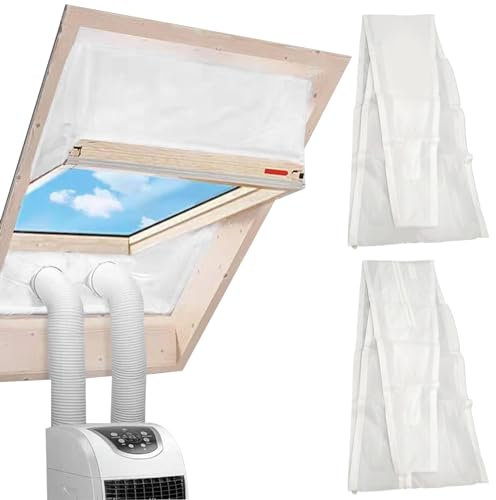 Portable AC Window Vent Kit Portable Air Conditioner Window Kit 75in Windproof Portable AC Window Seals Waterproof Zipper Opening Fastening Tape Portable AC Window Vent Kit, Small