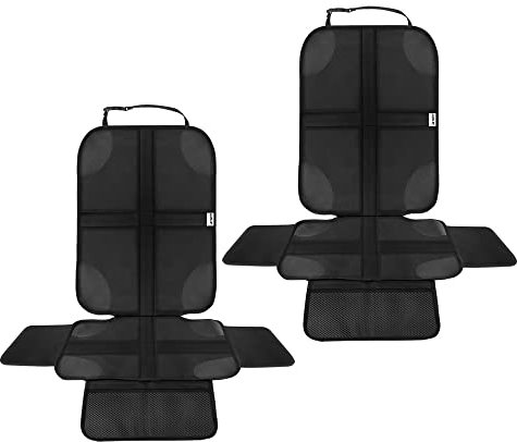 Ezilif Car Seat Protector, 2 Pack 600D Oxford Fabric Car Seat Protectors for Child Seats Fits ISOFIX, Waterproof Baby Car Seat Protector with Pockets and Thick Pad Cover for Kids