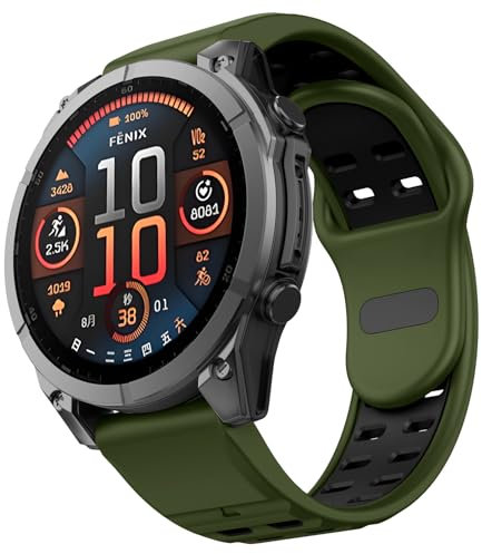 MYSNBKN 22mm Quick Fit Armband für Fenix 8 47mm/Fenix 7/Fenix 7 Pro/Fenix 6/Fenix 6 Pro/Fenix 5/EPIX/EPIX Gen2, Weiches Silikon Ersatzband für Forerunner 935/945/955/965/Approach S62