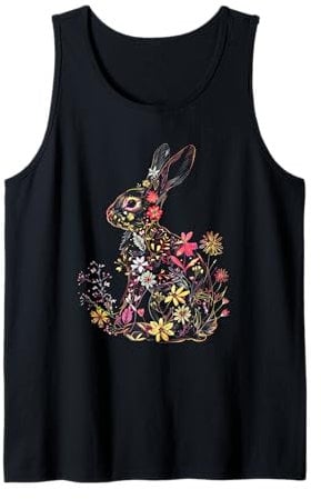 Floraler Osterhase minimalistischer Umriss Hase Tank Top