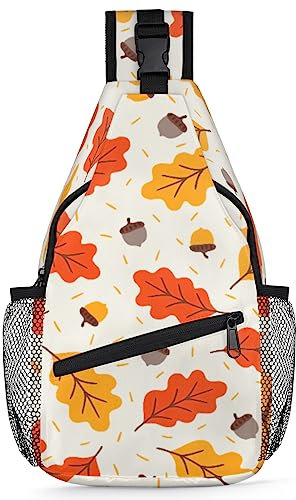 JUZGTSIT Schultertasche für Damen und Herren, leicht, Crossbody-Tasche, Rucksack, Autumn Oak Leaves AC, One size