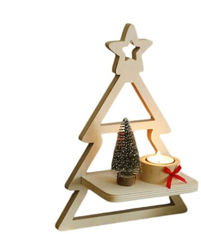 Estante de pared para árbol de Navidad, estantes de pared de madera, decoración de Navidad, estante decorativo para árbol de Navidad para baño, sala de estar, dormitorio, decoración bohemia