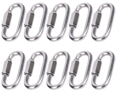 Lot de 10 petits mousquetons M3.5 en acier inoxydable avec vis de verrouillage - Mousquetons robustes - Mousqueton à lien rapide - Mousqueton de verrouillage pour sac à dos de randonnée