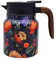 Floral Pattern Kettle,1L Stainless Steel Floral Tea Pots Travel Mug Coffee Tea Flask Tea Thermo with Infuser and Lid, Drip-Proof Household Tea Pot Kitchen Tea Kettle for Home Work